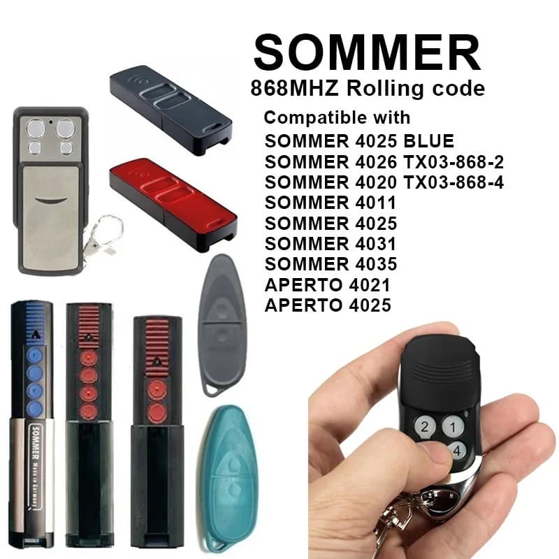 Contrôle de porte 868 MHz Duplicateur de télécommande de porte de garage SOMMER 4020 TX03-868-4 Ouvr