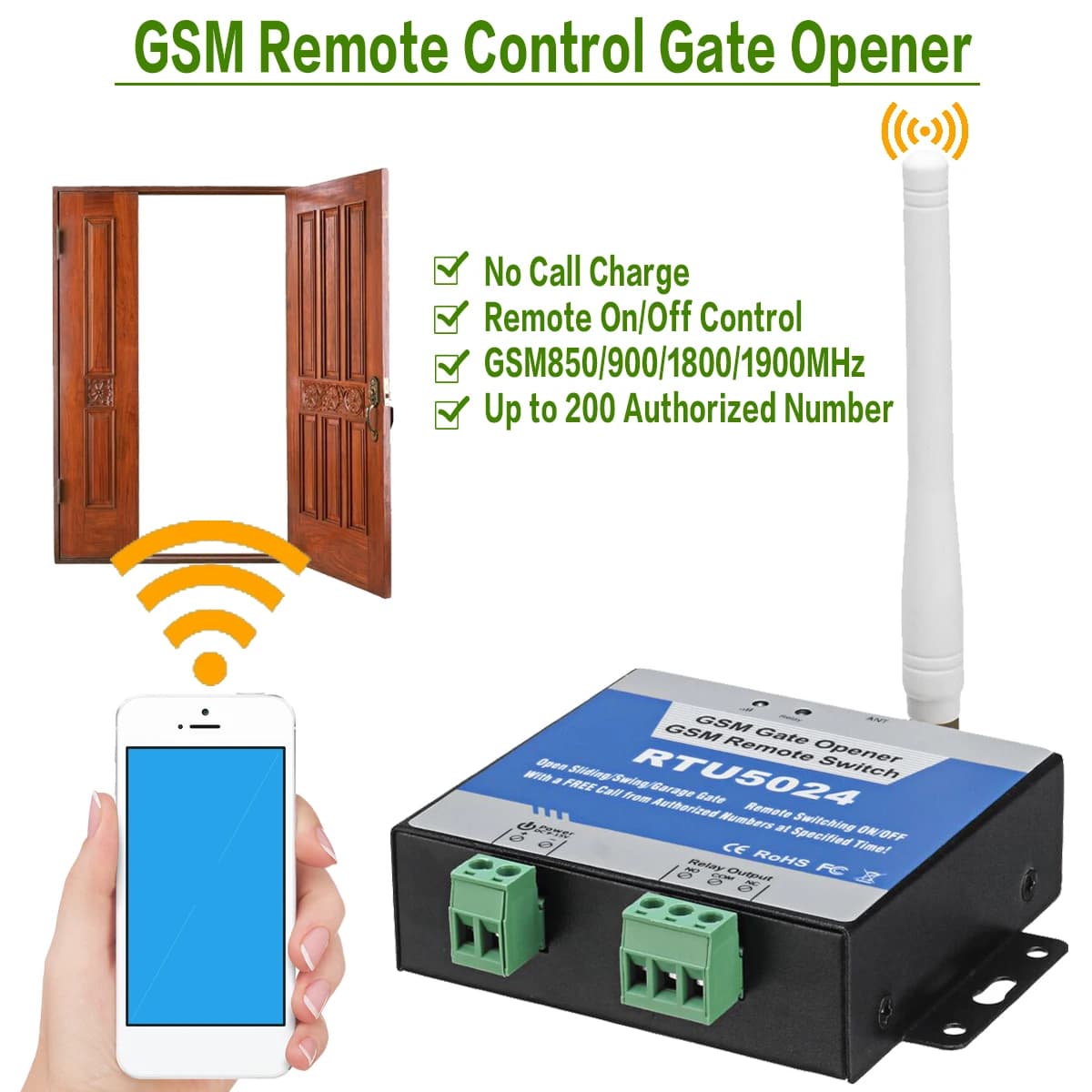 Appel gratuit SMS télécommande d'accès sans fil ouvre-porte émetteur RTU5024 GSM Garage balançoire o
