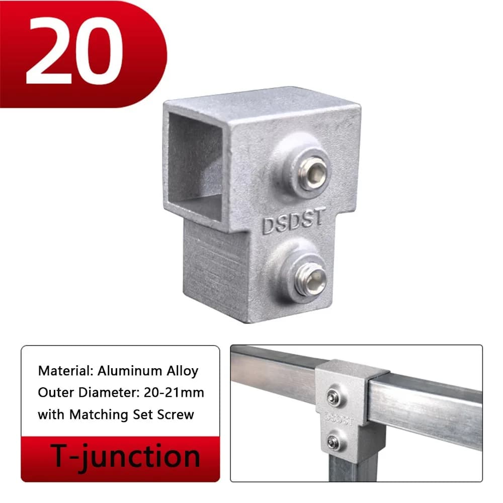 Tube carré 20x20mm, tube carré en alliage d'aluminium 30x30mm, joint de fixation de tube carré à tro