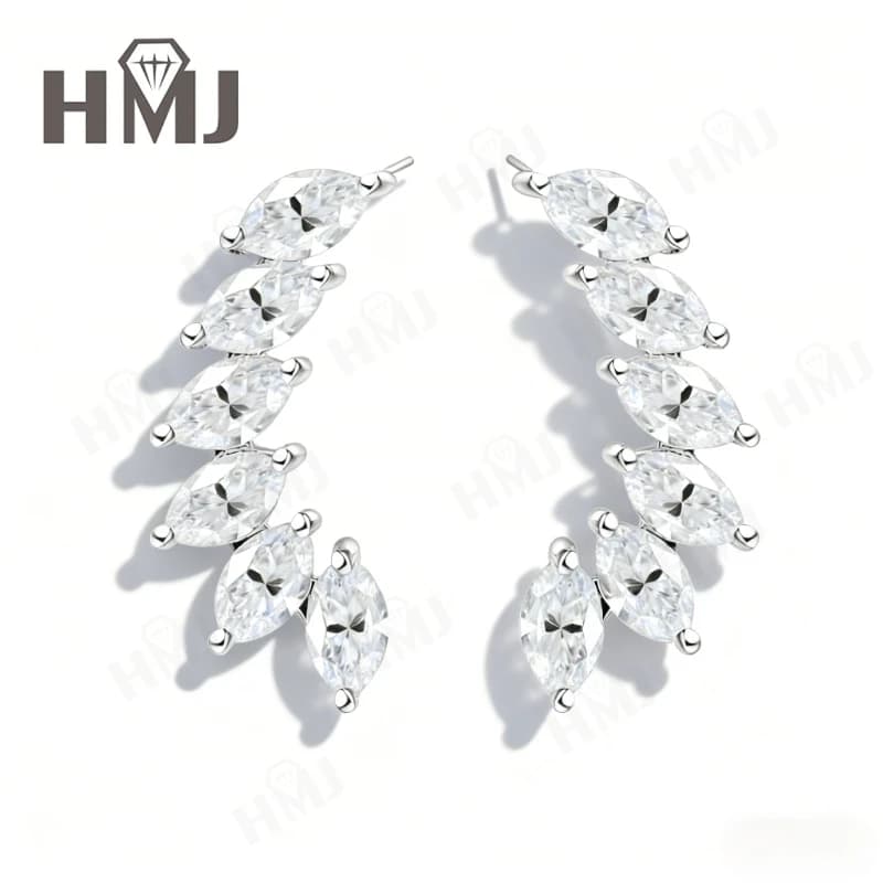 Boucles d'oreilles Moissanite Marquise pour femmes, pierres à facettes avec Silhouette fine élégante