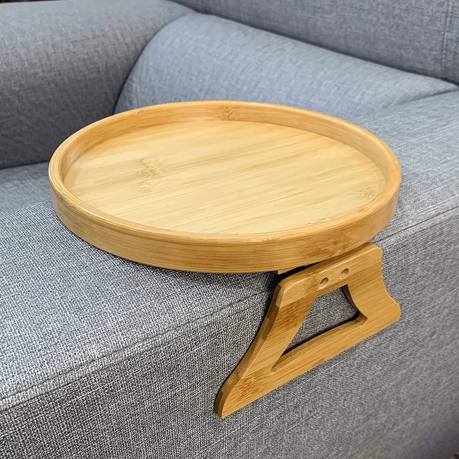 Tablette de canapé en bois naturel, à clipser sur l'accoudoir, plateau pratique pour télécommande, c