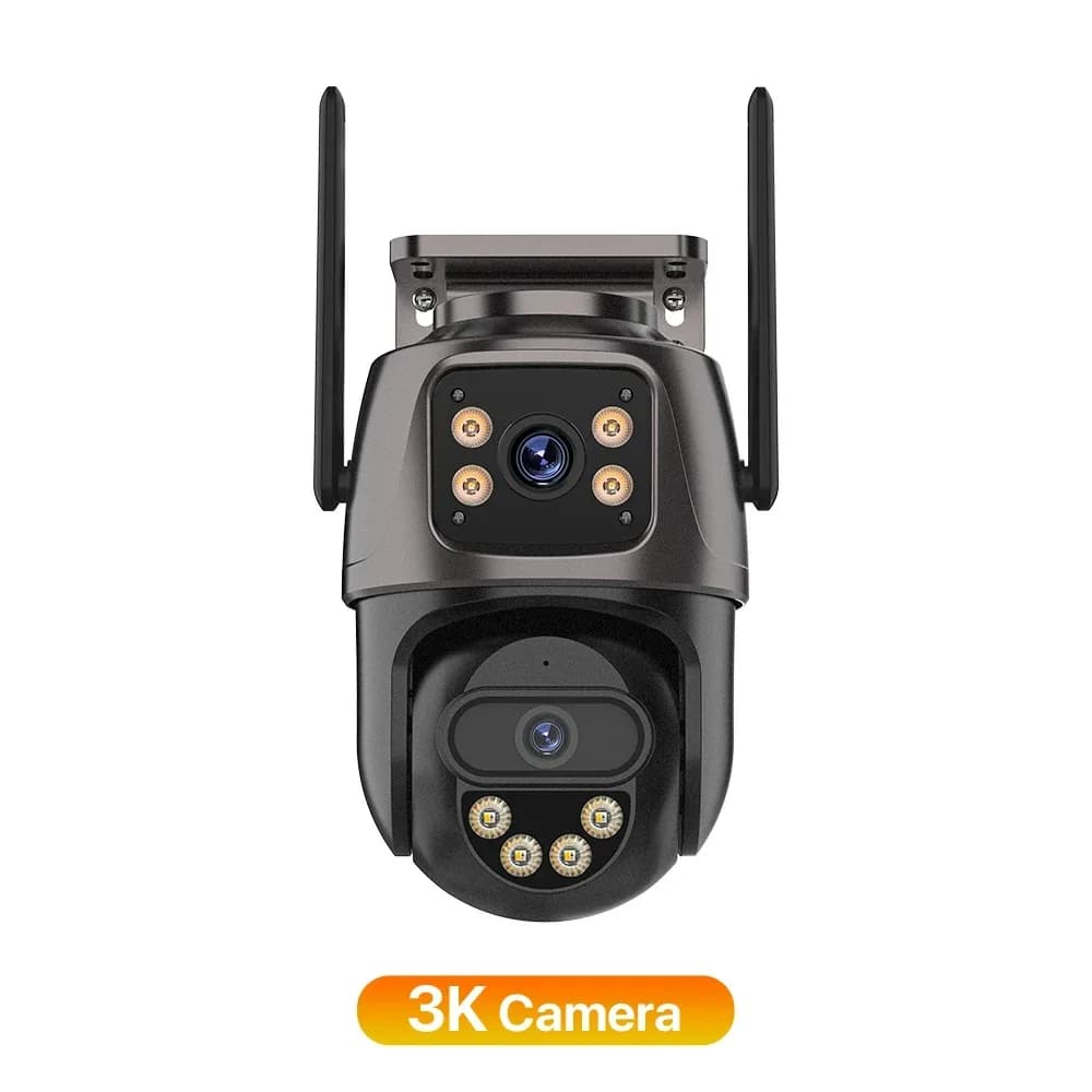 Caméra IP 6K 9MP HD WiFi caméra extérieure 8x Zoom trois objectifs double écran sécurité à domicile 