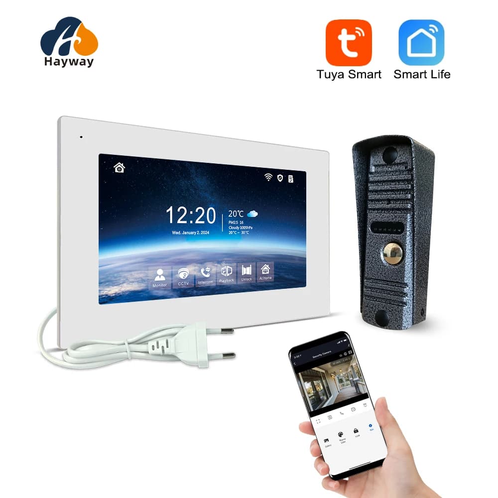 Hayway – interphone visuel pour maison, sonnette vidéo 1080P, caméra pour appartement, 7 pouces, Tuy