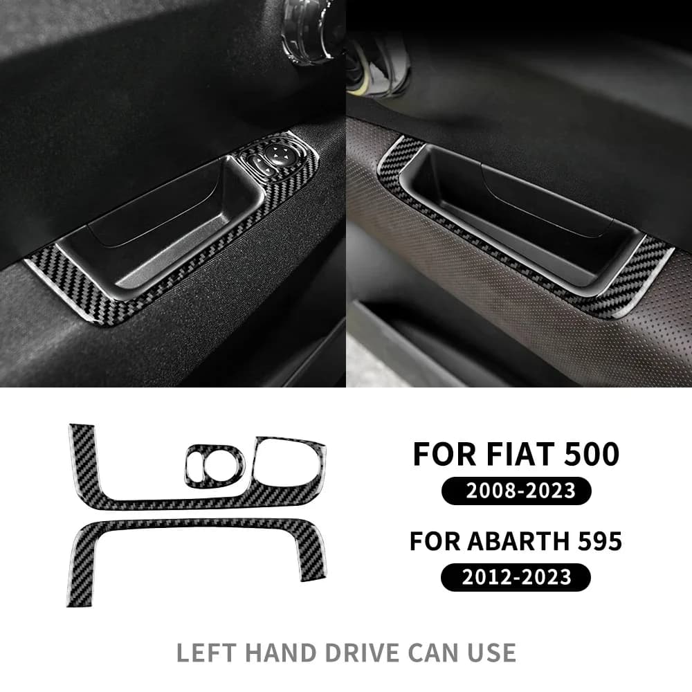 Garniture en Fibre de Carbone Souple pour Fiat 500, 2008-2011, Abarth 595, 2012, 2013, 2014-2015, 20