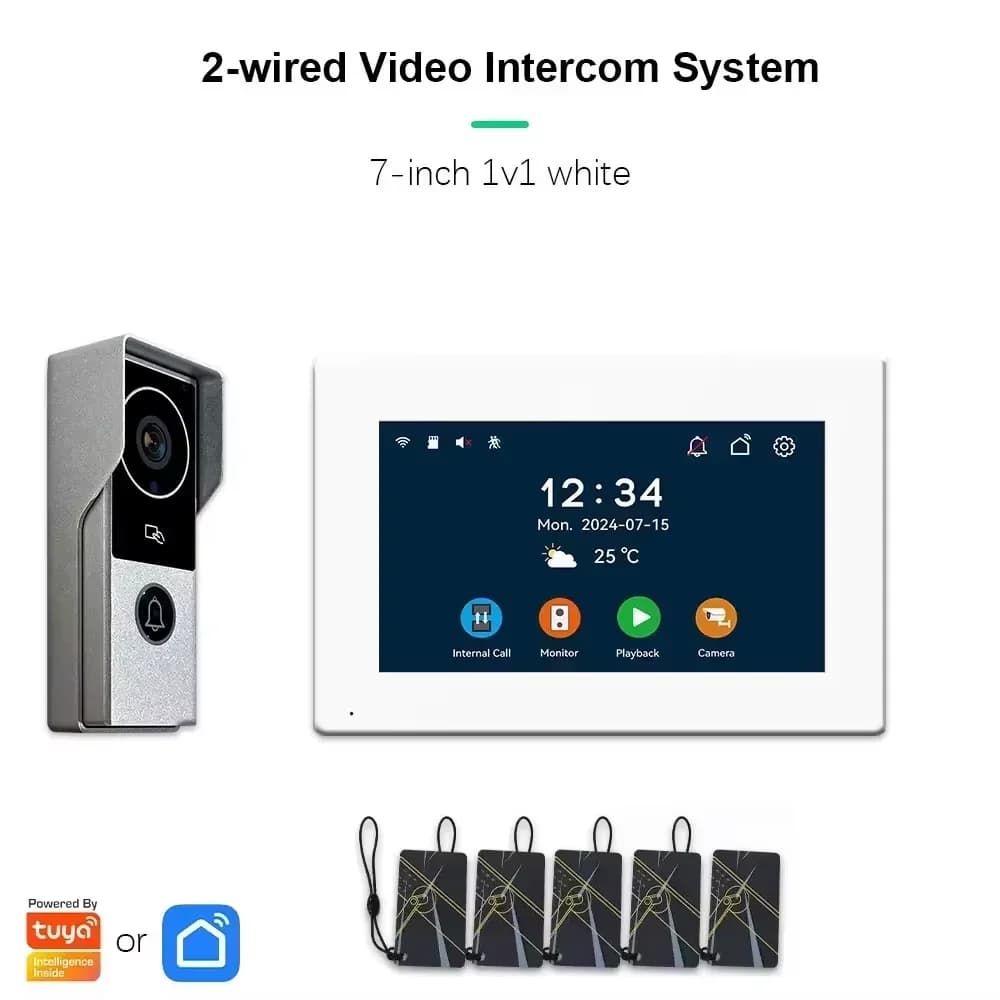 ANJIELO Tuya Smart 1080P2 Visiophone filaire, système d'interphone vidéo, interphone de porte en mét
