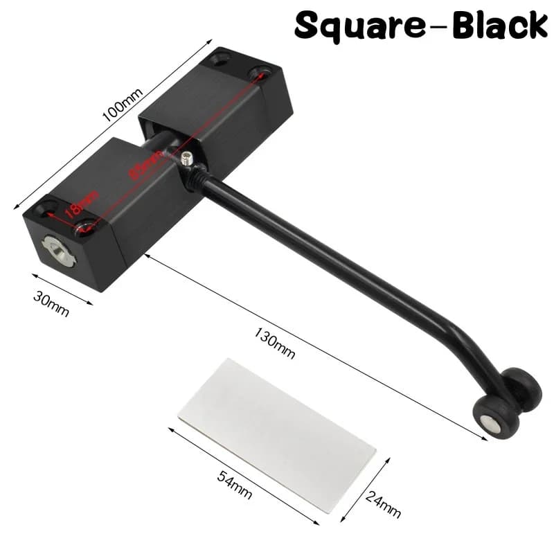 Ferme-porte automatique carré tout noir/argent, dispositif de fermeture de porte à ressort, Force ré