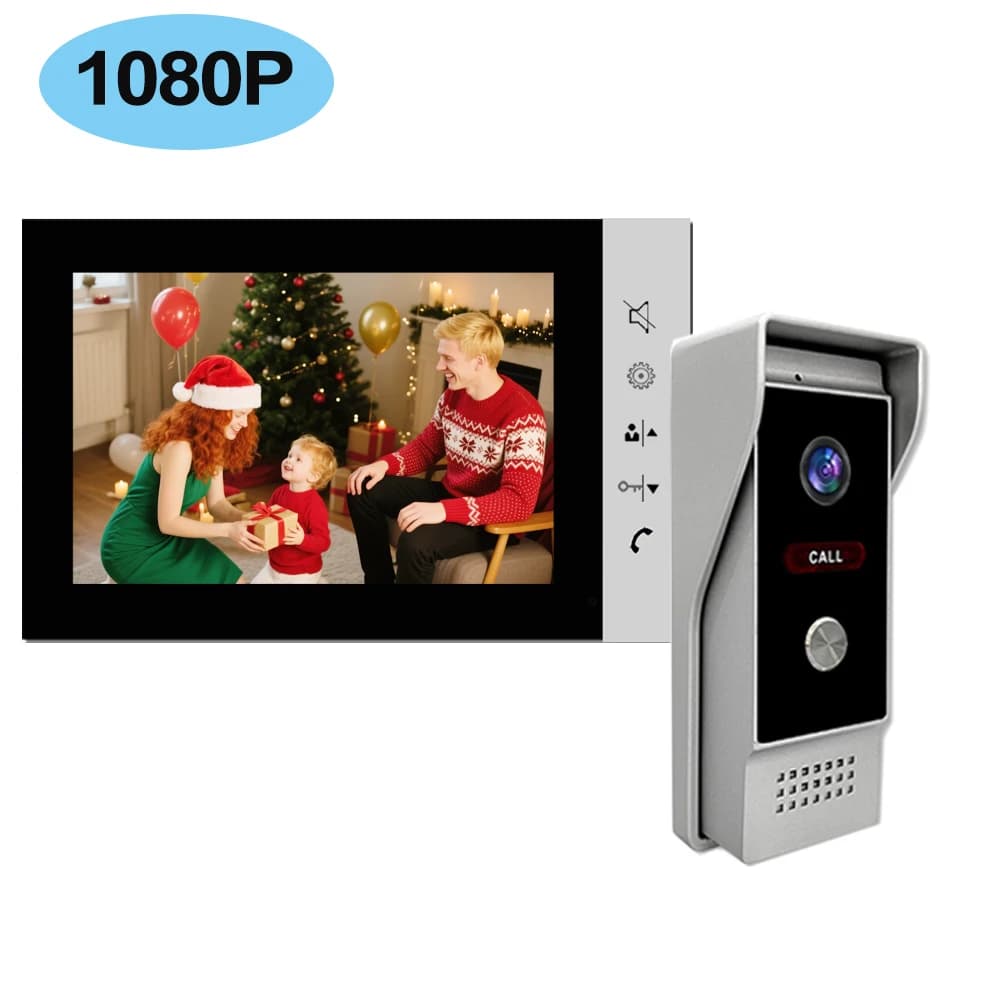 Système d'interphone vidéo couleur filaire 1080P HD 7 pouces, sonnette de sécurité domestique avec c