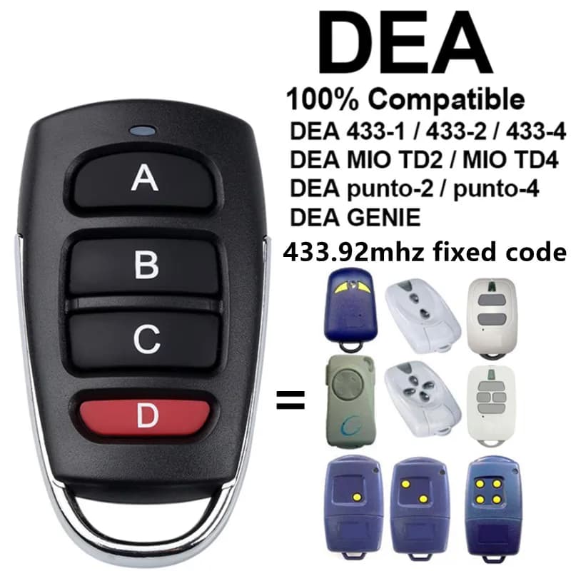 DEA 433-1 433-2 433-4 MIO TD2 MIO TD4 contrôle de porte de garage télécommande de remplacement DEA t