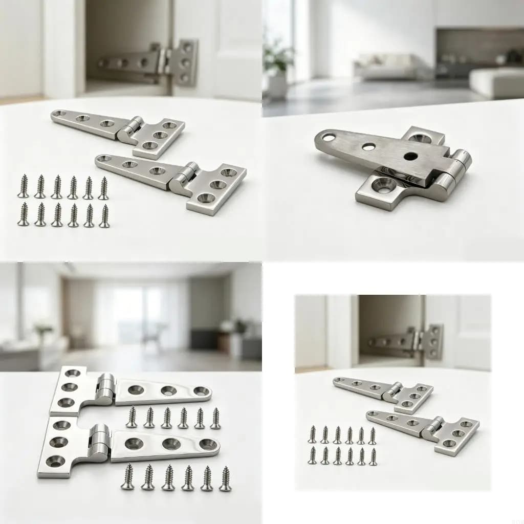 Ensemble quincaillerie porte en forme T, lot 2 avec 12 vis plaques centrales à six trous pour