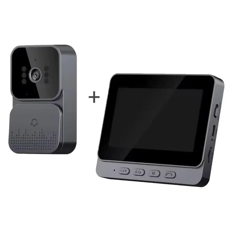 Sonnette d'interphone sans fil avec vision nocturne HD, écran IPS 4,3 pouces, caméra de sonnette vis