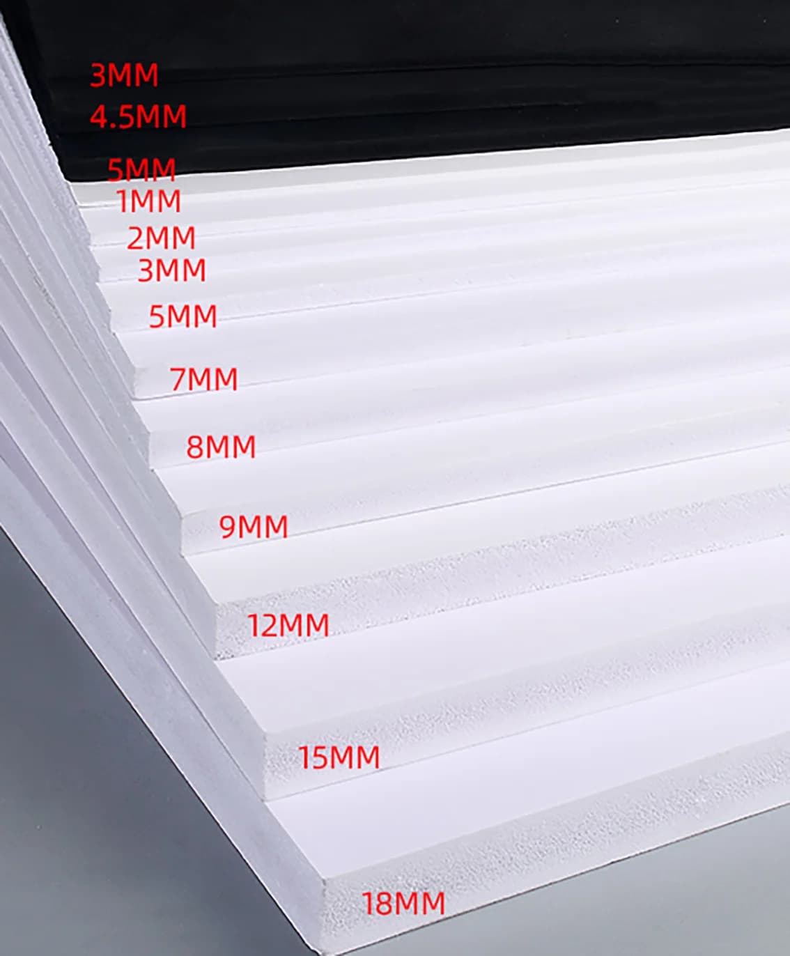 Panneau de mousse PVC blanc/noir, épaisseur 1mm/2mm/3mm/4mm/5mm-18mm, feuille de modèle en plastique