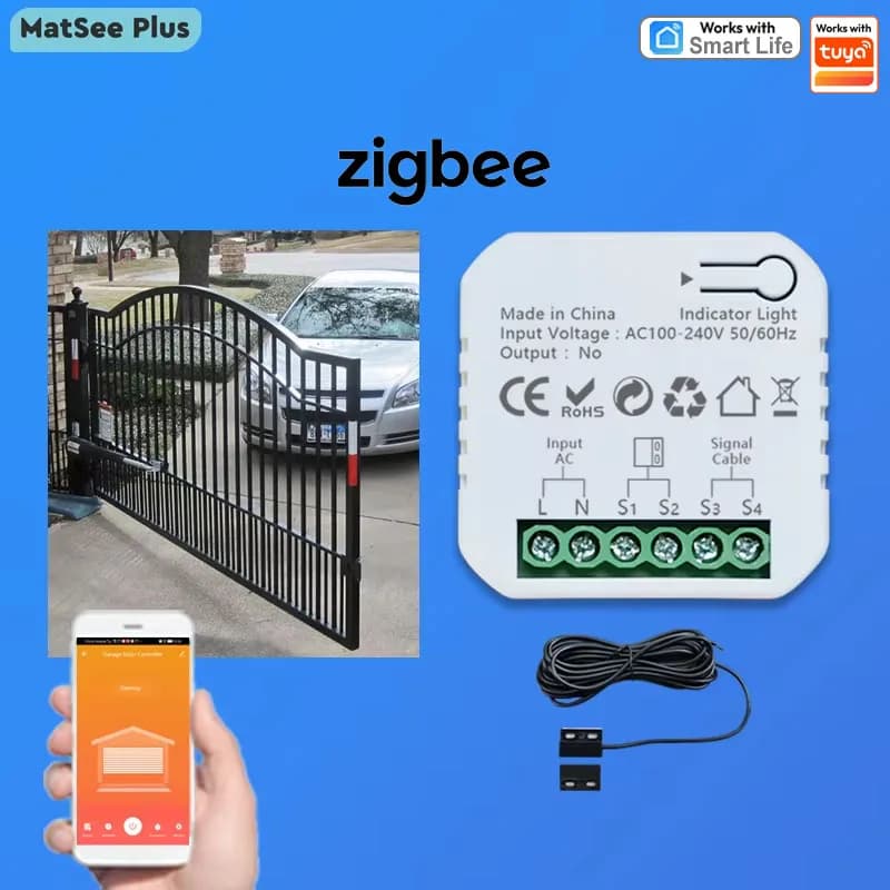 Contrôleur de portail coulissant motorisé ZigBee, contact sec, commande à distance par application, 