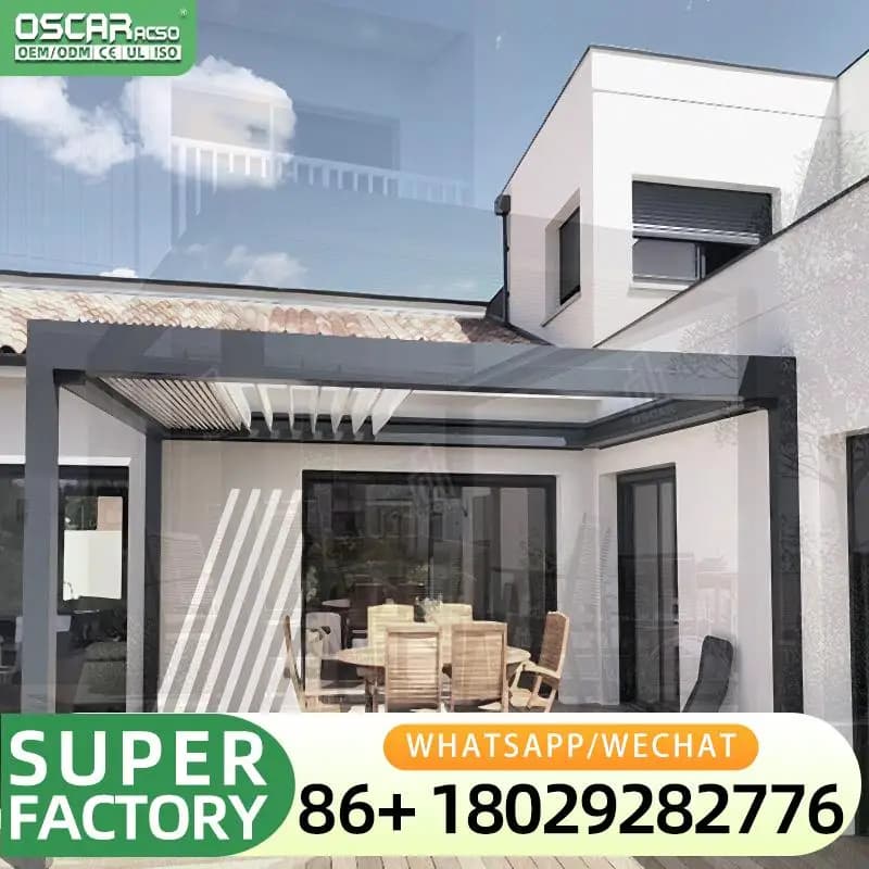 Pergola motorisée intelligente en aluminium à lames orientables Foshan pour jardin, patio et cour ar