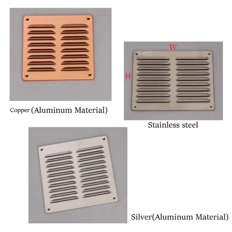 Grille de ventilation en aluminium, Grille de ventilation en cuivre, en acier inoxydable 304