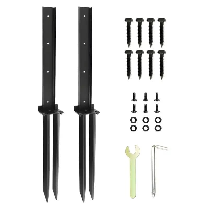 Ensemble fixation poteaux clôture durables, 2 pièces, Construction en fer, Support à H pour espace e