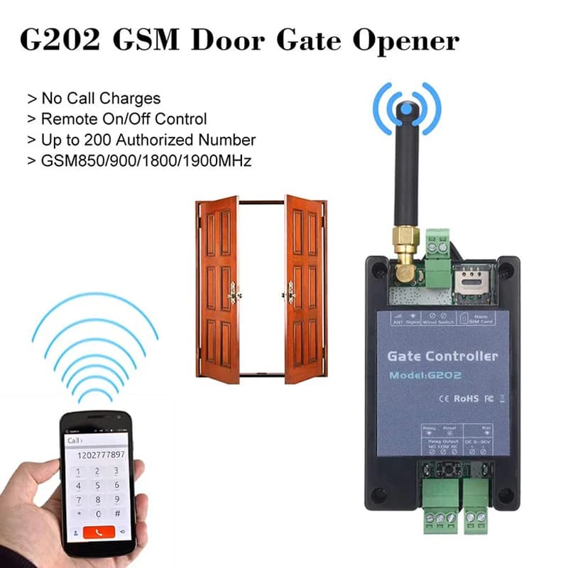 Nouveau commutateur de relais d'ouvre-porte G202 GSM, télécommande 2G, accès aux portes utilisateur 