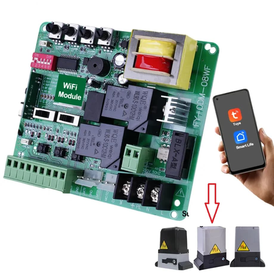 220V !! Carte mère de circuit contrôleur de moteur d'ouvre-porte coulissant Wi-Fi Tuya, compatible a
