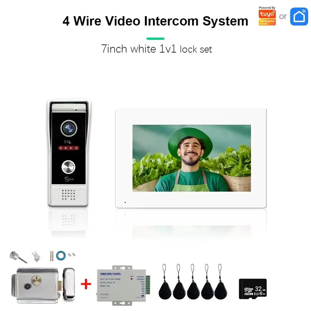 Système d'interphone intelligent ANJIELO pour la maison, sonnette vidéo Tuya, vidéophone Smartlife, 