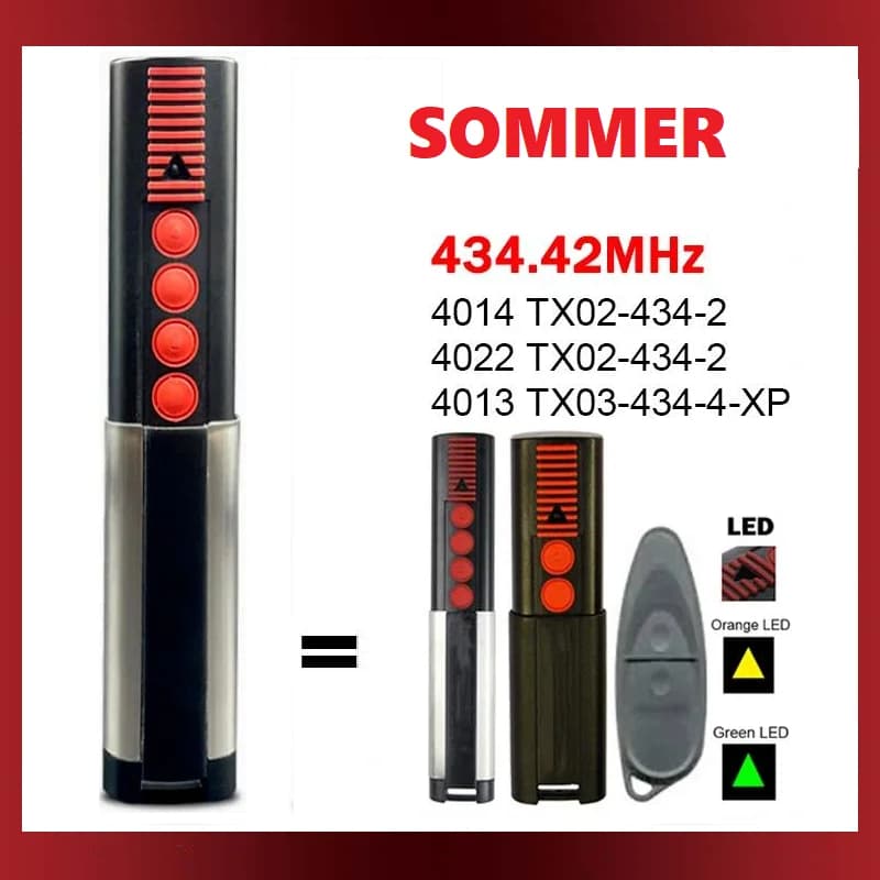 SOMMER 434.42MHz TX03 434 4 XP porte télécommandée SOMMER 4013 TX03-434-4-XP 4014 TX02-434-2 4022 TX