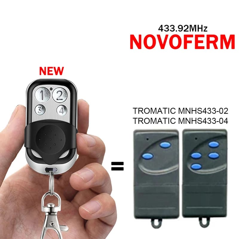 Télécommande de Garage pour NOVOFERM TROMATIC MNHS433 MNHS433-02 MNHS433-04, 433MHz, Code roulant, o