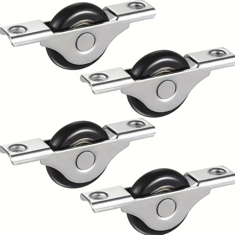 Kits de rails de porte coulissante en métal robuste, avec 4 roues en plastique noir, raccords de por
