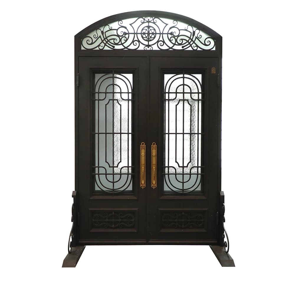 Porte rétro en fer forgé, passage de lune coulissant à une seule feuille, villa en acier, école, hôt