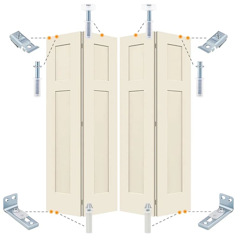 Kit complet de quincaillerie pour porte pliante pour placard coulissant – Supports essentiels, pivot