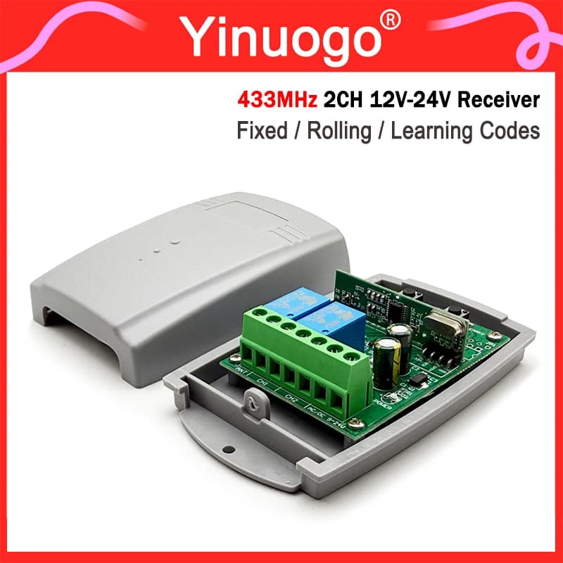 Récepteur de porte de garage 433 MHz 12 V-24 V pour ROGER E80 TX52R MHOUSE TX4 GTX4 MOOVO MT4V MT4G 