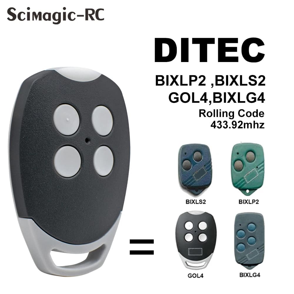 Télécommande de porte de garage pour Rolling DITEC GOL4, émetteur à 4 boutons, moteur 433,92, batter