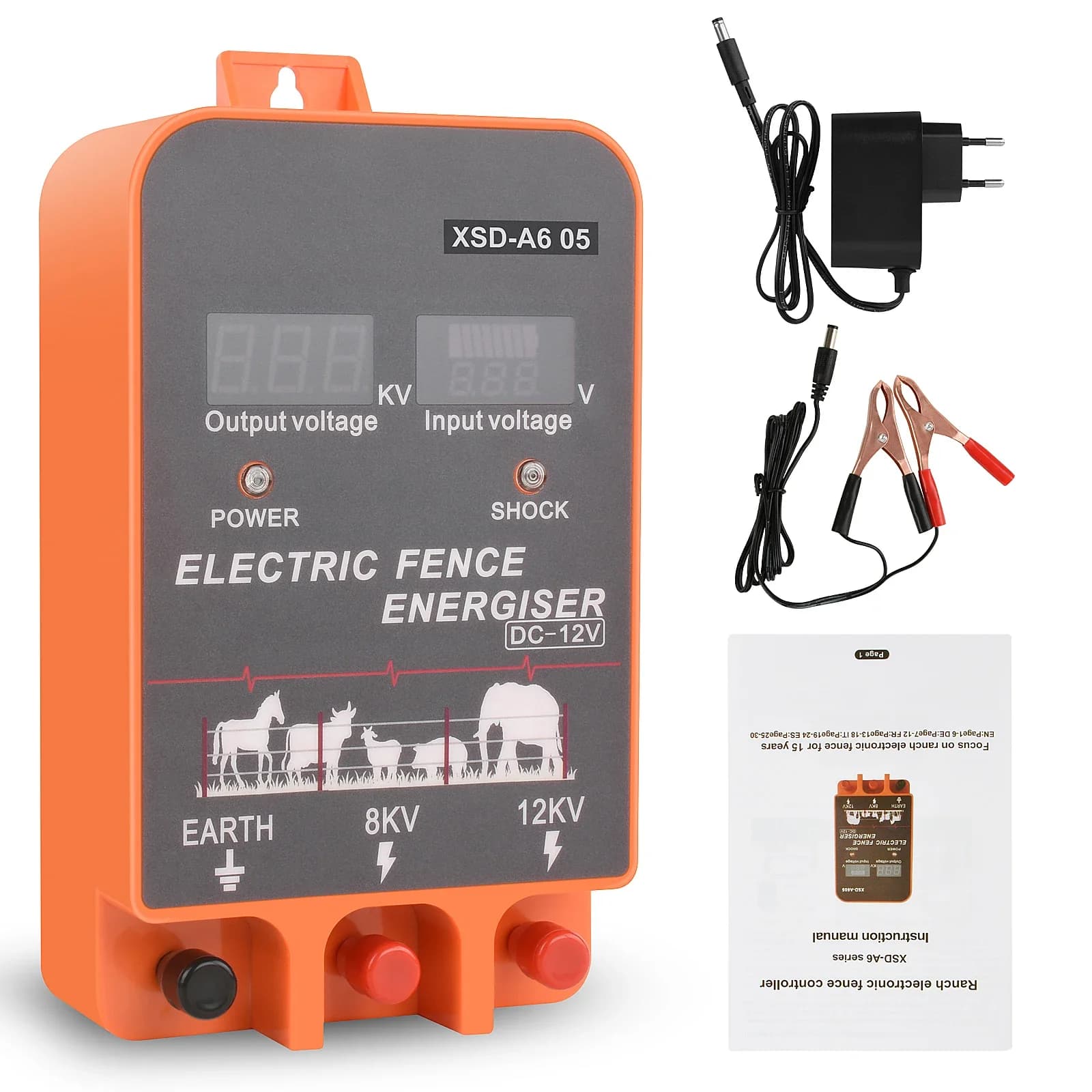 Électrificateur de clôture électrique 5-10KM, Joule 2.5 avec écran LCD, contrôleur d'électrificateur