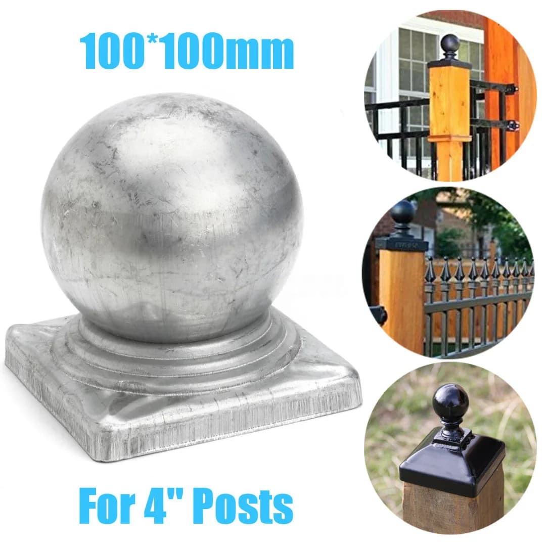Bouchons ronds en métal argenté pour poteaux, embout de clôture Xy, boule pour 4 poteaux en effet, 1