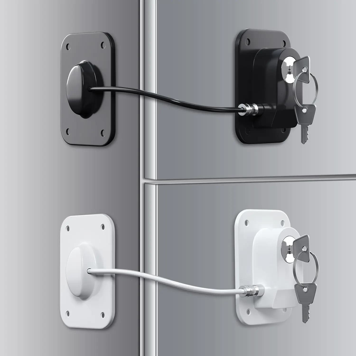 Serrure de porte à câble noire avec clé – Barre de sécurité robuste pour portes de maison, de bureau