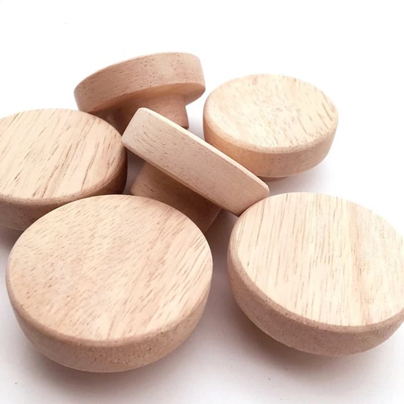 Poignée ronde en chêne Dia 30/35/40/50mm, boutons de garde-robe en bois naturel pour tiroir d'armoire, quincaillerie de meubles