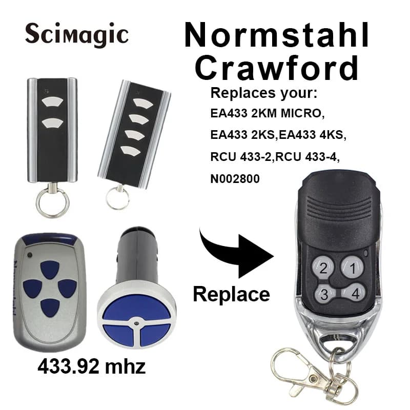 NORMSTAHL RCU 433 2K / EA433 2KM Micro / Crawford / Magic 1000 télécommande de porte de Garage 433.92MHz