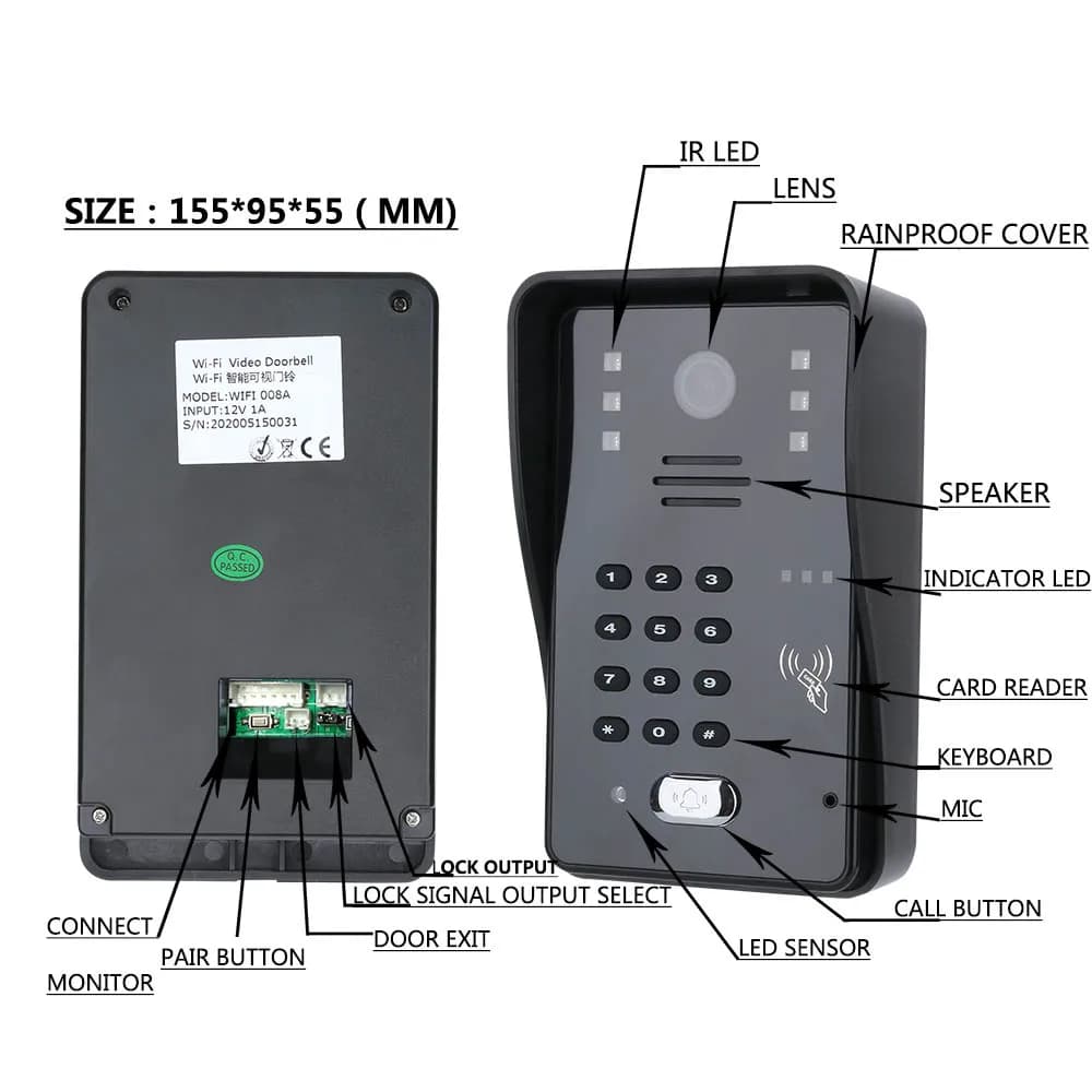 Système d'interphone vidéo LCD 7 "