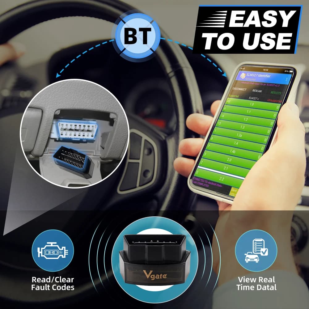 Vgate Vlinker MC V2.2 ICar Pro Bluetooth 4.0 WIFI OBD2 Scanner pour Android IOS Lecteur de code automatique Outil OBDII PK V1.5 ELM327