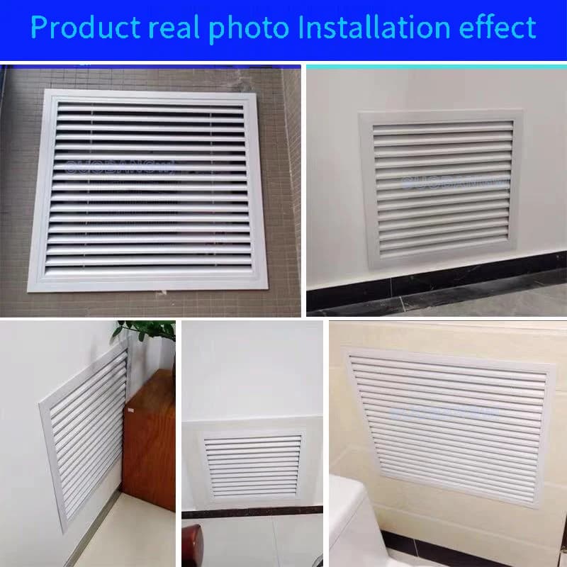Grille de persienne d'aération en aluminium blanc, couvercle de ventilation d'échappement HVAC fixe pour plafond, armoire, décoration murale et antirouille 150-400mm