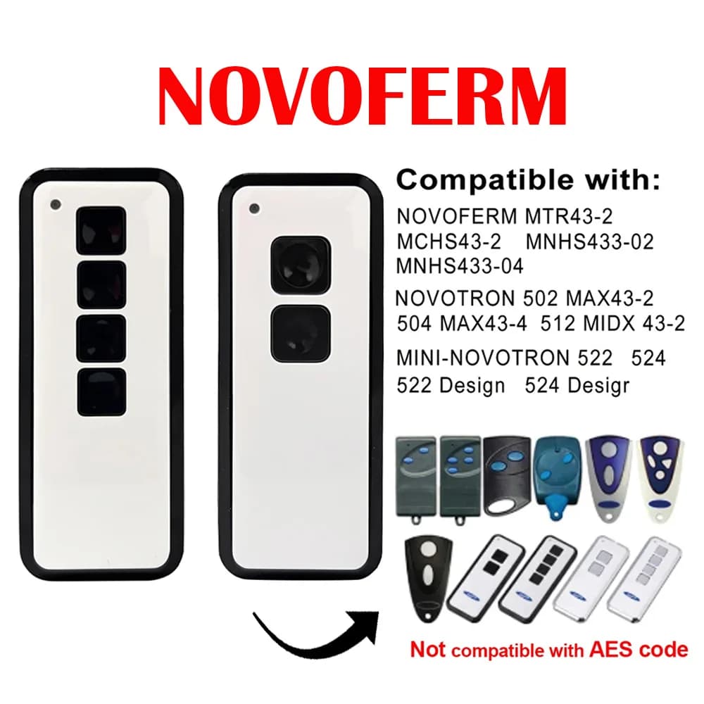 Télécommande de porte de garage NOVOFERM MINI-NOVOTRON 522 524 433.92mhz Rolling Code Gate Remote Control Keychain