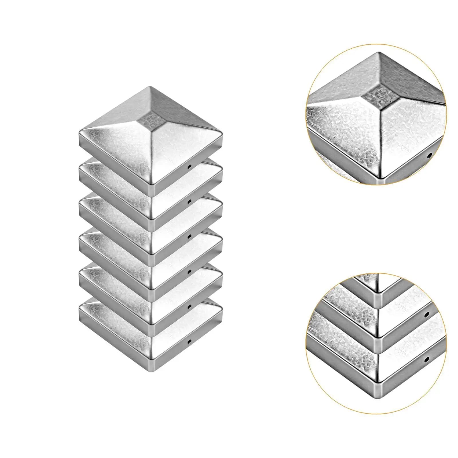 Ensemble de capuchons de poteau de clôture en acier zingué style pyramide