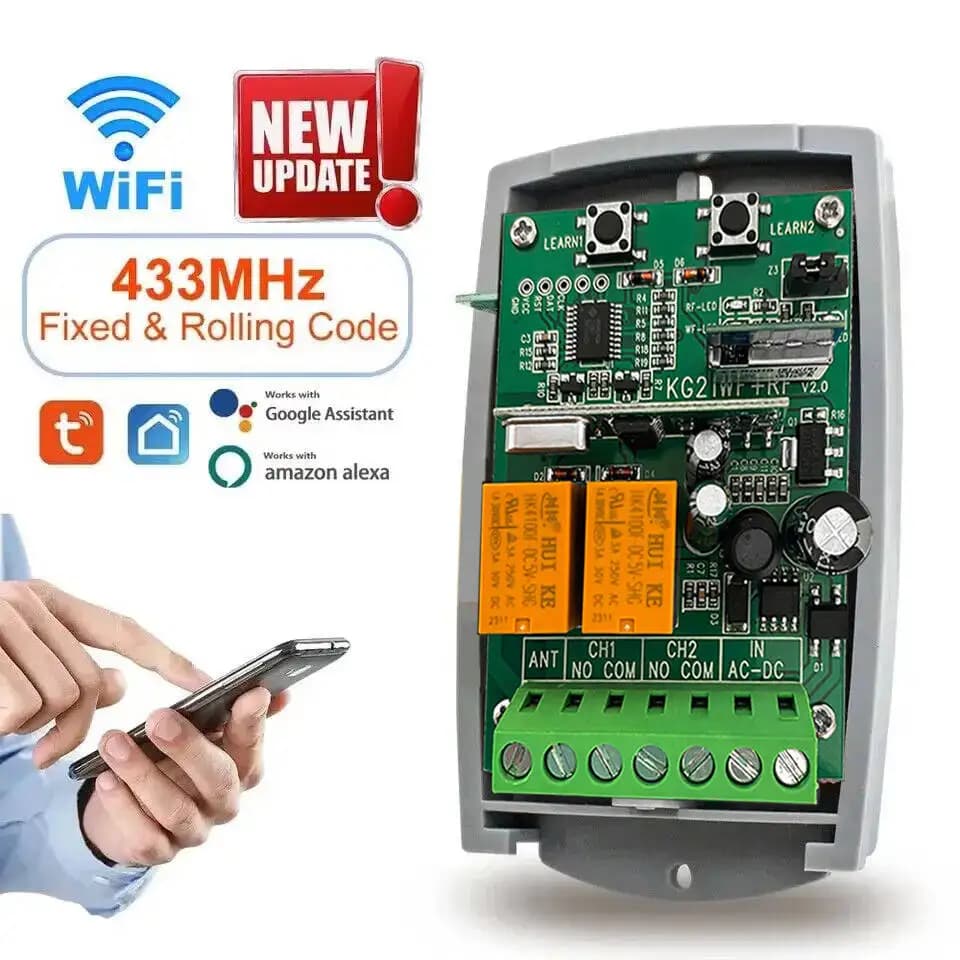 SCS SENTINEL contrôleur Tuya WiFi vie intelligente porte de Garage récepteur 7-32V 85-250V 2CH 433MHz télécommande ouvre-porte universel