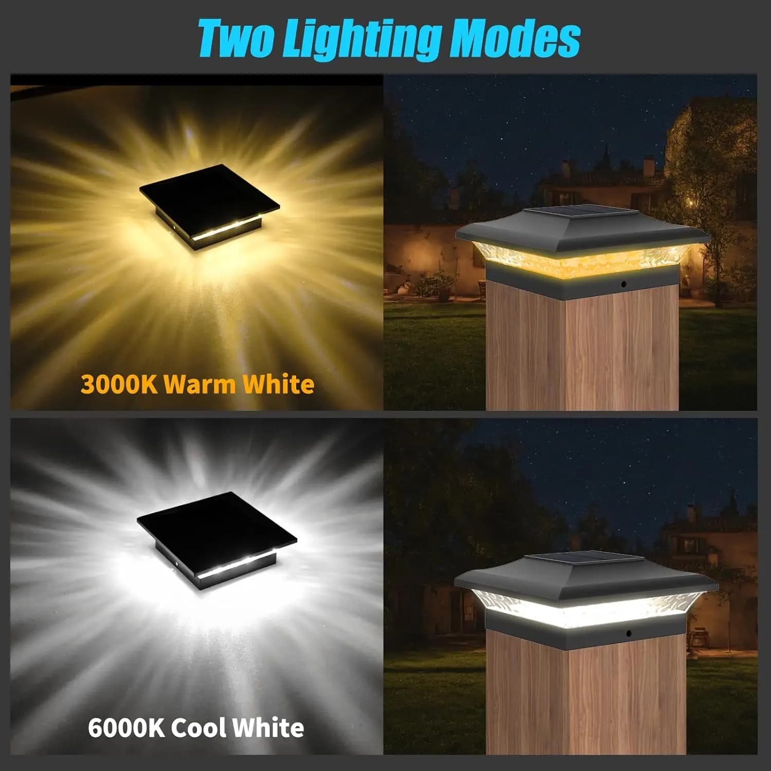 2/6 pièces lampadaire solaire 3000K 6000K extérieur jardin clôture pilier phare pour Villa porte paysage décoration IP65 colonne lampe