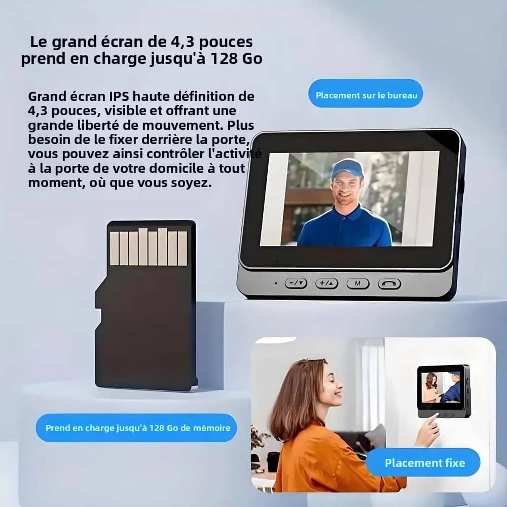 Interphone sans fil, sonnette HD avec vision nocturne