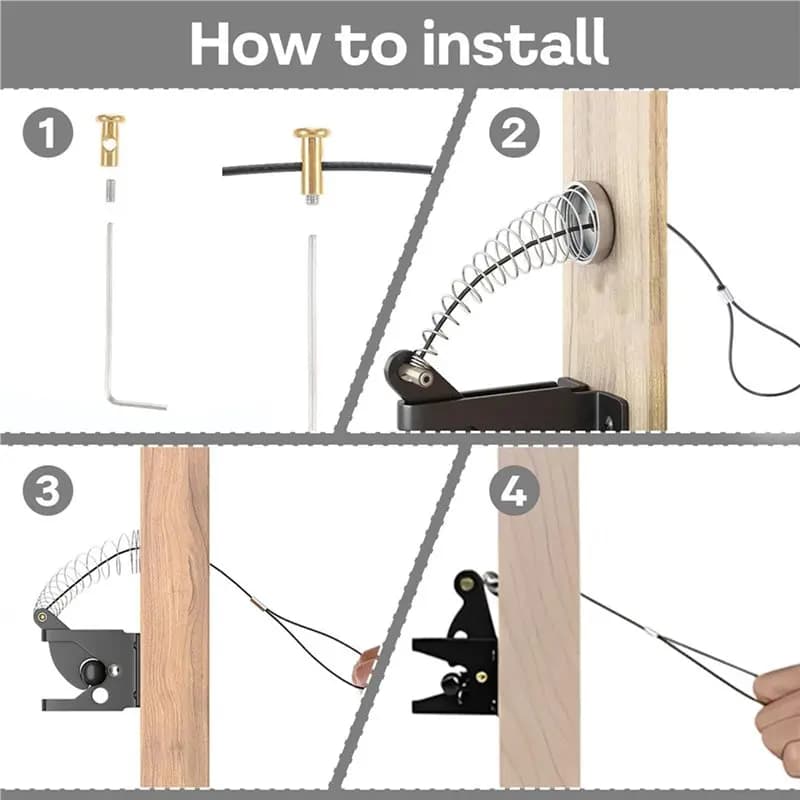 4 Sets de cordons de tirage pour loquet de portail