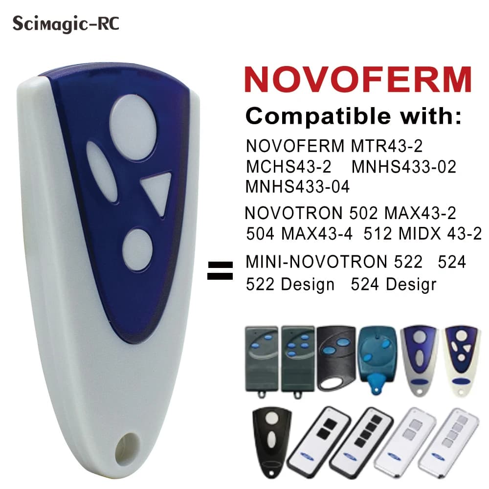 2 pièces NOVOFERM NOVOTRON 502 MAX43-2 504 MAX43-4 512 522 524 Porte de Garage Télécommande 433MHz Rolling Code Keyfob Transmitter