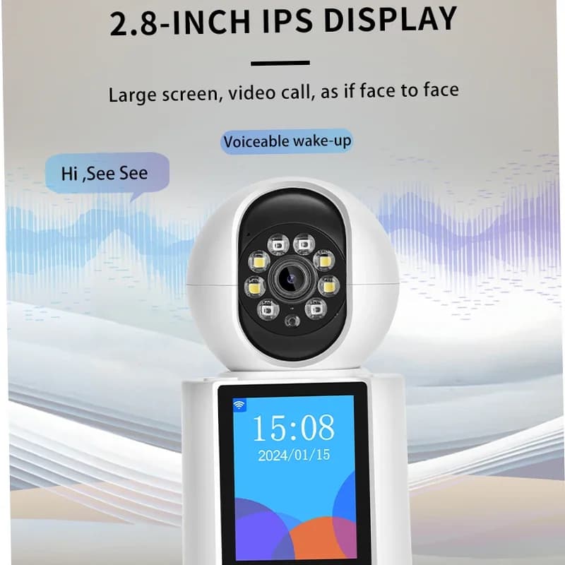 ICSEE 2K 4MP appel vidéo interphone Wifi caméra 2.4 pouces écran AI détecter Audio bidirectionnel couleur Vision nocturne 2MP intérieur bébé moniteur