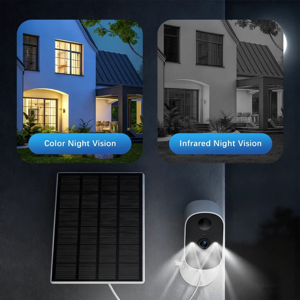 Caméra de sécurité solaire sans fil pour l'extérieur