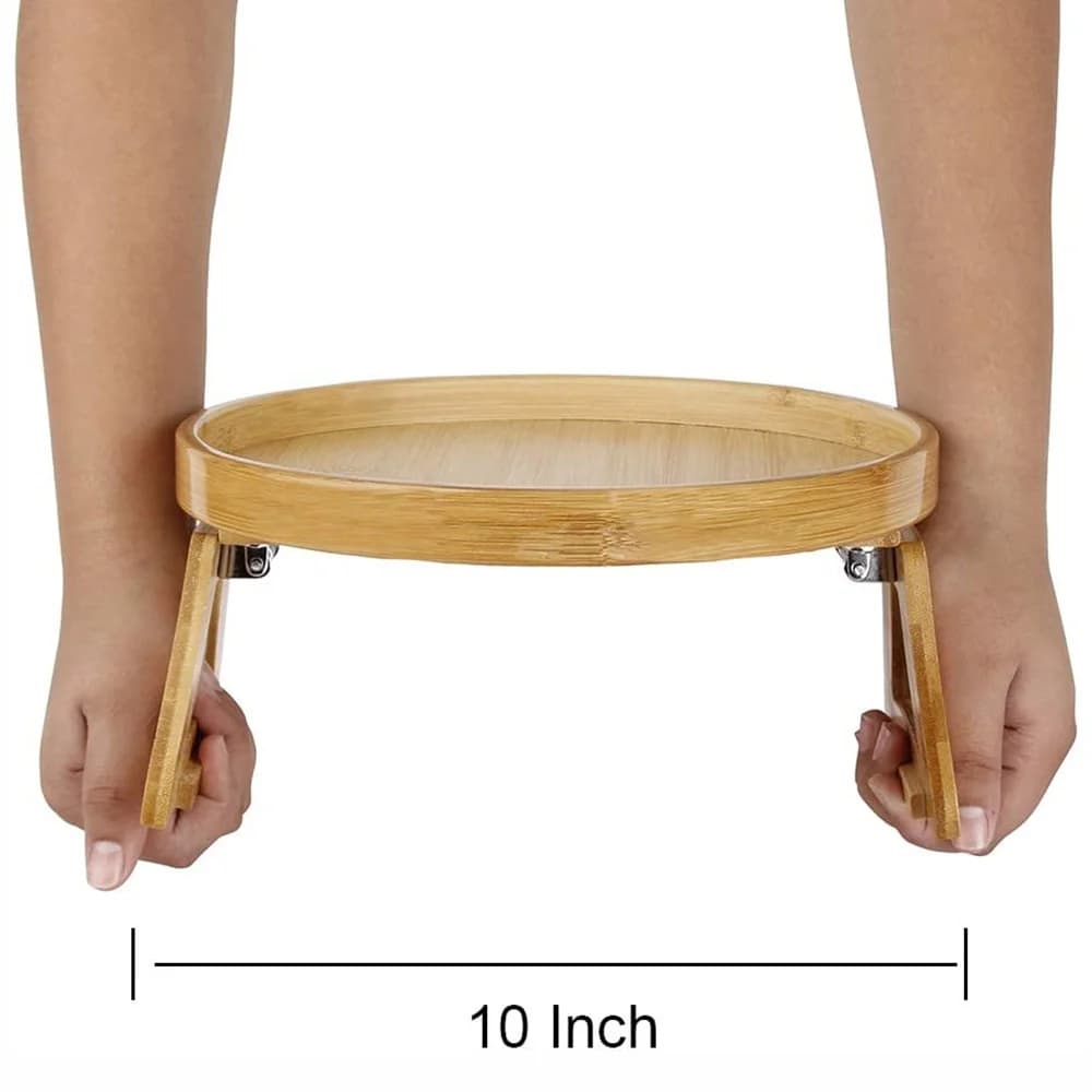 Tablette de canapé en bois naturel, à clipser sur l'accoudoir, plateau pratique pour télécommande, café et collations.