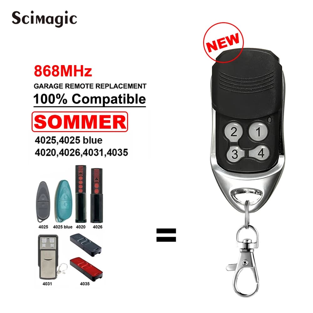 SOMMER APERTO 4025 TX02-868-2 4020 TX-03-868-4 4026 TX03-868-2 Télécommande de porte de garage 868 MHz