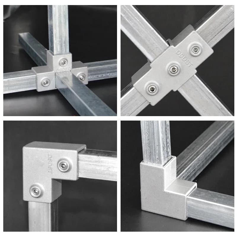 Pièce de raccordement de tube carré en alliage d'aluminium