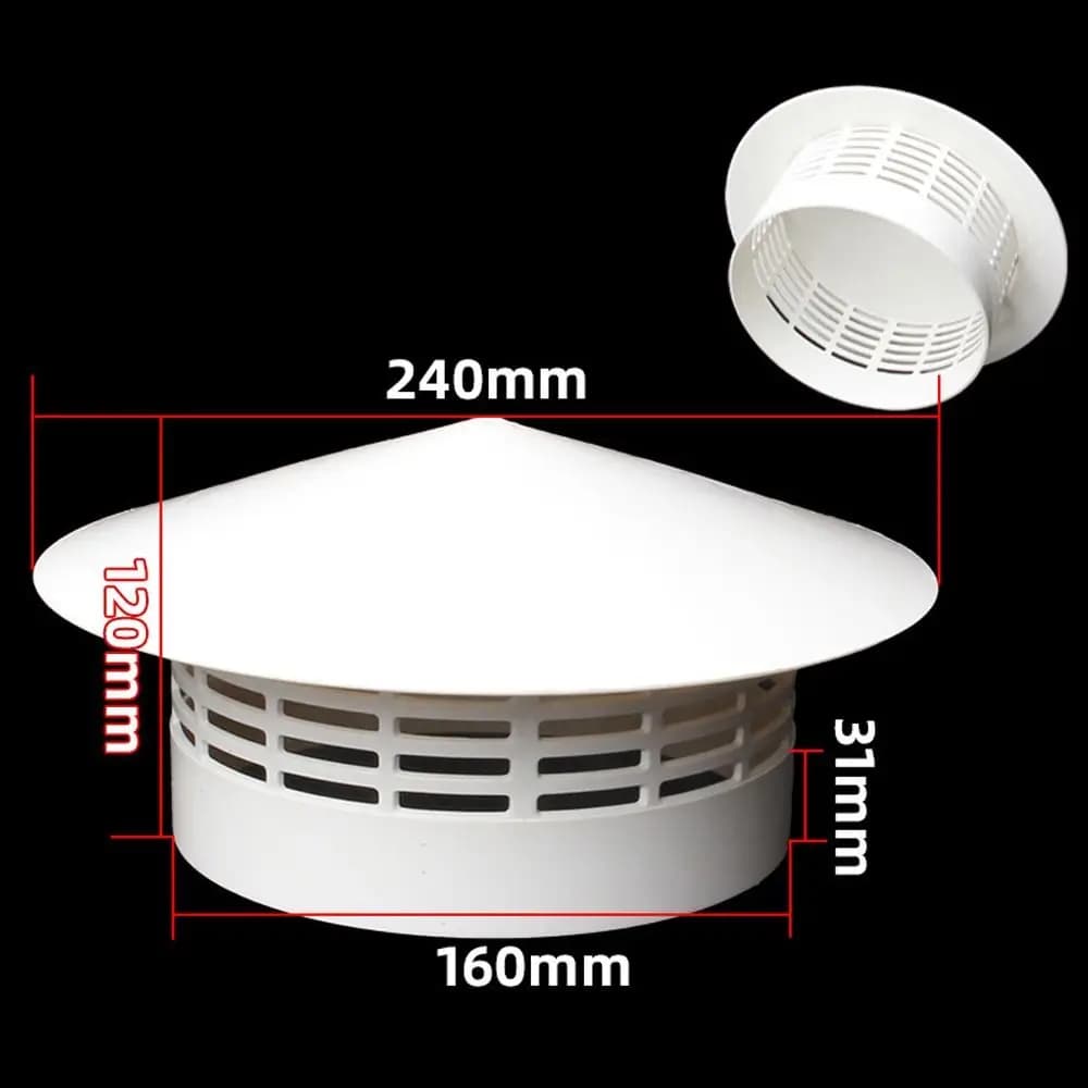 Capot de protection ventilé en PVC pour tuyau d'évacuation 75-200 mm